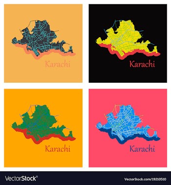 Set of karachi pakistan colorful flat map streets vector image