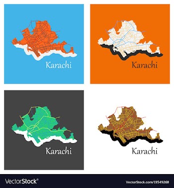 Set of karachi pakistan colorful flat map streets vector image