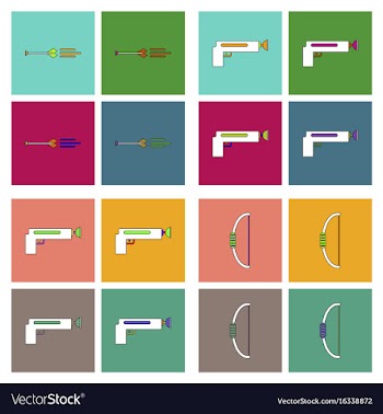Set of kids toys in flet icons on color vector image
