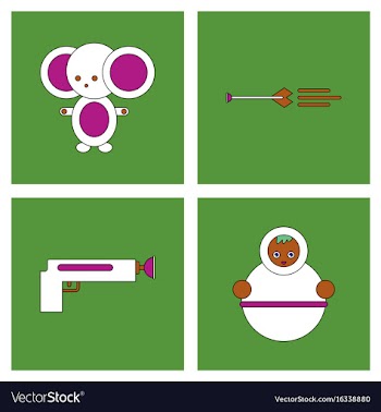 Set of kids toys in flet icons on color vector image