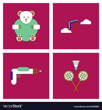 Set of kids toys in flet icons on color vector image