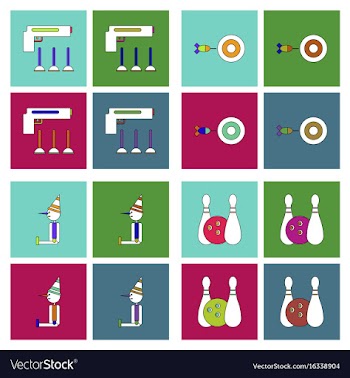 Set of kids toys in flet icons on color vector image