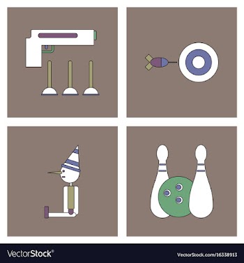 Set of kids toys in flet icons on color vector image