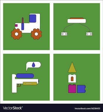 Set of kids toys in flet icons on color vector image