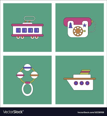 Set of kids toys in flet icons on color vector image