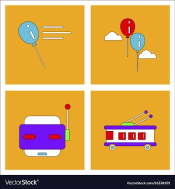 Set of kids toys in flet icons on color vector image