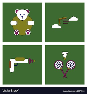 Set of kids toys in flet icons on color vector image
