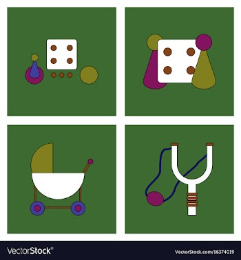 Set of kids toys in flet icons on color vector image