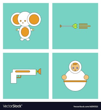 Set of kids toys in flet icons on color vector image