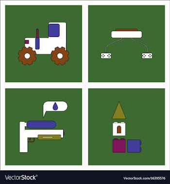 Set of kids toys in flet icons on color vector image