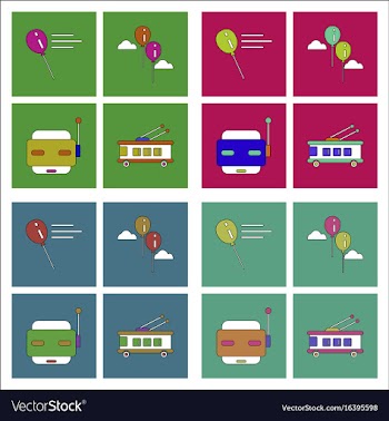 Set of kids toys in flet icons on color vector image