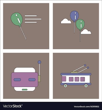 Set of kids toys in flet icons on color vector image