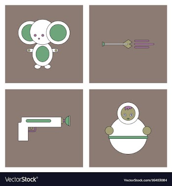 Set of kids toys in flet icons on color vector image