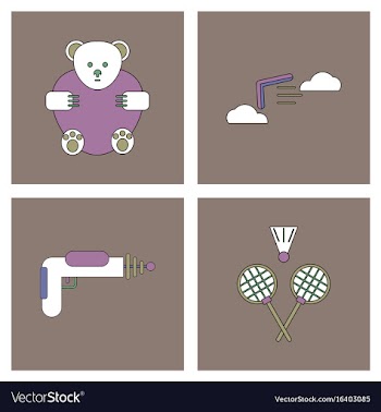 Set of kids toys in flet icons on color vector image