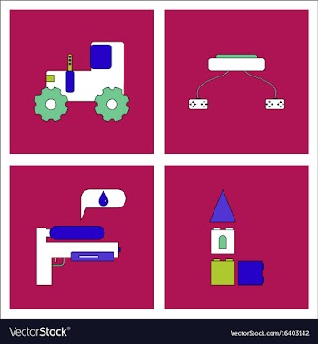 Set of kids toys in flet icons on color vector image