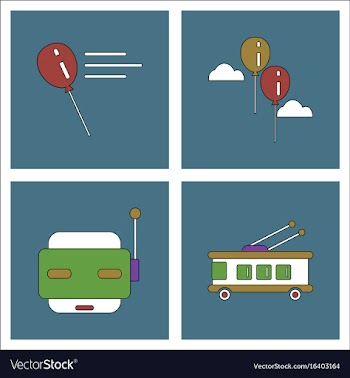 Set of kids toys in flet icons on color vector image