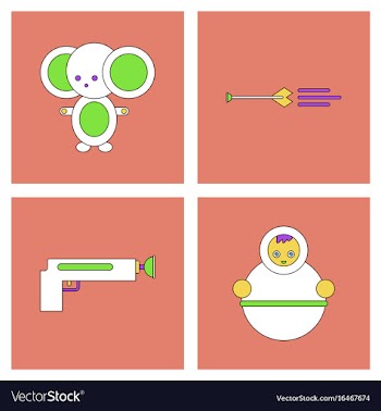 Set of kids toys in flet icons on color vector image