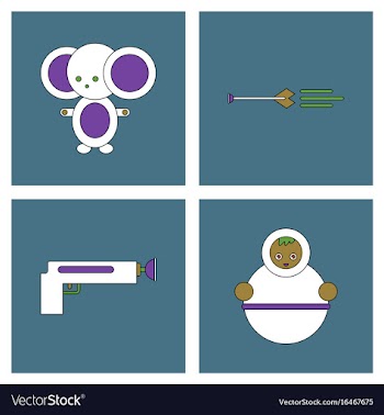 Set of kids toys in flet icons on color vector image