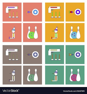 Set of kids toys in flet icons on color vector image
