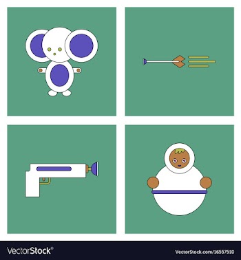 Set of kids toys in flet icons on color vector image