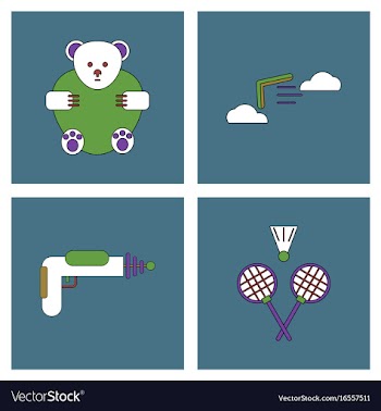 Set of kids toys in flet icons on color vector image
