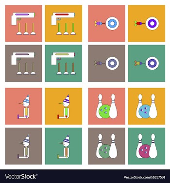 Set of kids toys in flet icons on color vector image