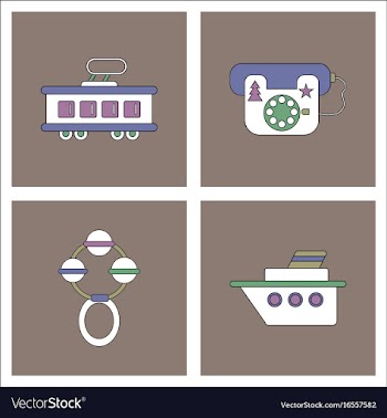Set of kids toys in flet icons on color vector image