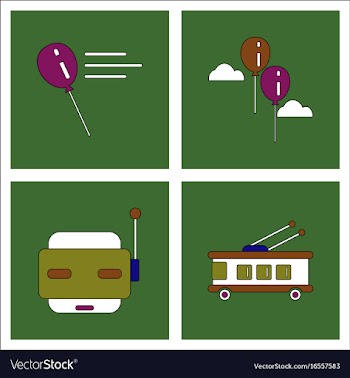 Set of kids toys in flet icons on color vector image