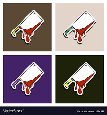 Set of kitchen knife murder weapon crime and vector image