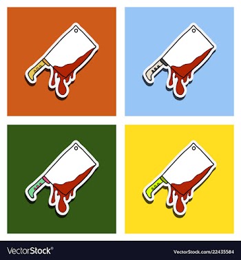 Set of kitchen knife murder weapon crime and vector image