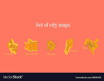 Set of landscape elements city top view road port vector image