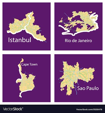 Set of landscape elements city top view road port vector image