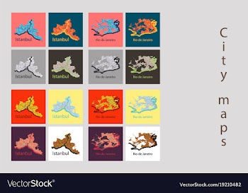 Set of landscape elements city top view road port vector image