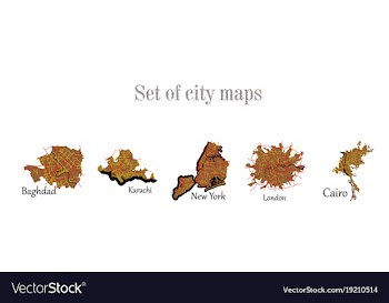 Set of landscape elements city top view road port vector image