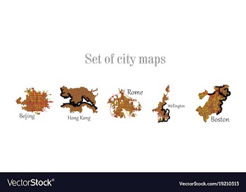 Set of landscape elements city top view road port vector image
