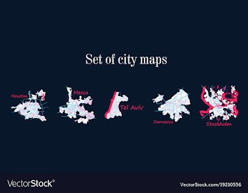 Set of landscape elements city top view road port vector image