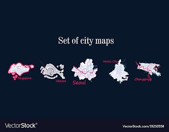 Set of landscape elements city top view road port vector image