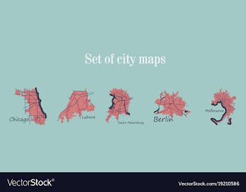 Set of landscape elements city top view road port vector image