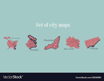 Set of landscape elements city top view road port vector image