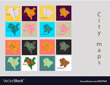 Set of landscape elements city top view road port vector image