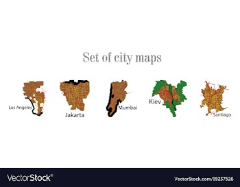Set of landscape elements city top view road port vector image