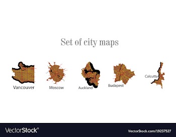 Set of landscape elements city top view road port vector image