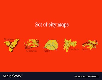 Set of landscape elements city top view road port vector image