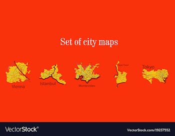 Set of landscape elements city top view road port vector image