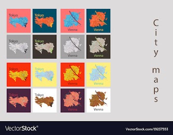 Set of landscape elements city top view road port vector image