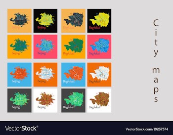 Set of landscape elements city top view road port vector image