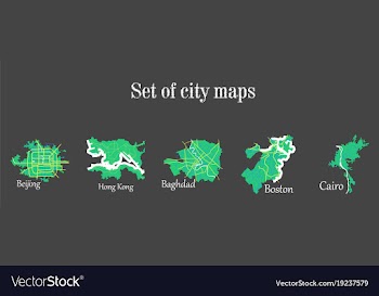 Set of landscape elements city top view road port vector image