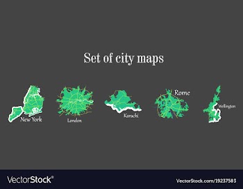Set of landscape elements city top view road port vector image