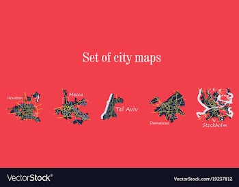 Set of landscape elements city top view road port vector image