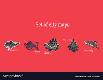 Set of landscape elements city top view road port vector image